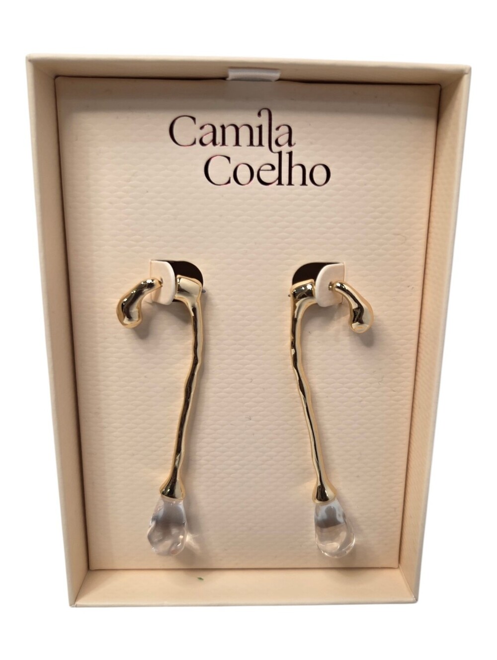 💛▪️Camila Coelho ▪️gold Tone  Lucite Clear Tear Drop Accent Earrings